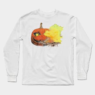 Pumpkin With Rats Halloween Design Long Sleeve T-Shirt